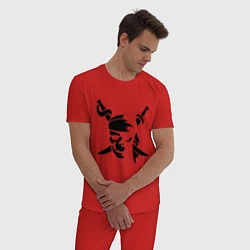 Пижама хлопковая мужская Пиратский знак, цвет: красный — фото 2