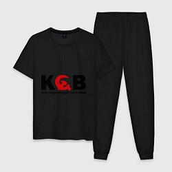 Пижама хлопковая мужская КГБ — все еще следит, цвет: черный