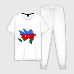 Пижама хлопковая мужская Azerbaijan map, цвет: белый