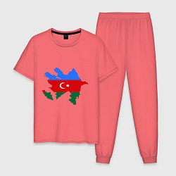 Пижама хлопковая мужская Azerbaijan map, цвет: коралловый