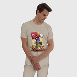 Пижама хлопковая мужская Mario Rage, цвет: миндальный — фото 2
