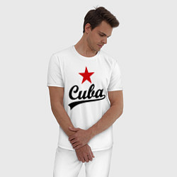 Пижама хлопковая мужская Cuba Star, цвет: белый — фото 2