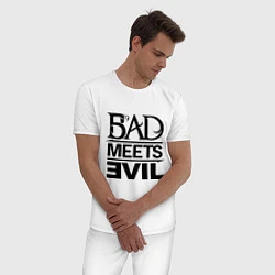 Пижама хлопковая мужская Bad Meets Evil, цвет: белый — фото 2