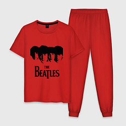 Пижама хлопковая мужская The Beatles: Faces, цвет: красный