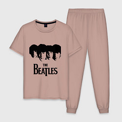 Пижама хлопковая мужская The Beatles: Faces, цвет: пыльно-розовый