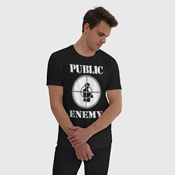 Пижама хлопковая мужская Public Enemy, цвет: черный — фото 2