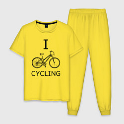 Пижама хлопковая мужская I love cycling, цвет: желтый