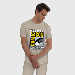 Пижама хлопковая мужская Comic con San Diego цвета миндальный — фото 2