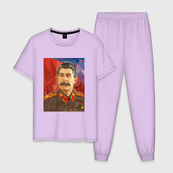 Пижама хлопковая мужская Сталин: полигоны, цвет: лаванда