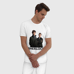 Пижама хлопковая мужская Sherlock, цвет: белый — фото 2