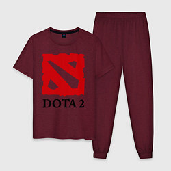 Пижама хлопковая мужская Dota 2: Logo, цвет: меланж-бордовый