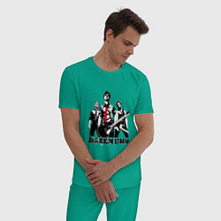Пижама хлопковая мужская Группа Green Day, цвет: зеленый — фото 2