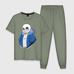 Пижама хлопковая мужская Sans, цвет: авокадо