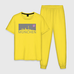 Пижама хлопковая мужская Bayern Munchen - Munchen City grey 2022, цвет: желтый