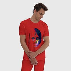 Пижама хлопковая мужская John Lennon: Techno, цвет: красный — фото 2