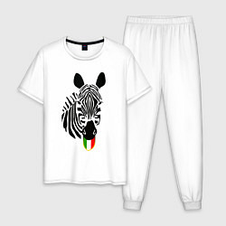 Пижама хлопковая мужская Juventus Zebra, цвет: белый