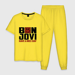 Пижама хлопковая мужская Bon Jovi: Nice day, цвет: желтый