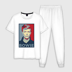 Пижама хлопковая мужская Bowie Poster, цвет: белый