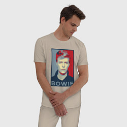 Пижама хлопковая мужская Bowie Poster, цвет: миндальный — фото 2