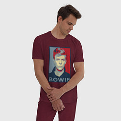 Пижама хлопковая мужская Bowie Poster, цвет: меланж-бордовый — фото 2