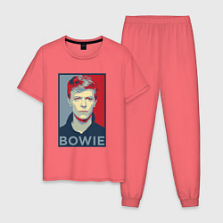 Пижама хлопковая мужская Bowie Poster, цвет: коралловый