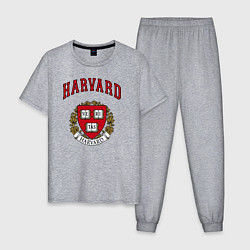 Пижама хлопковая мужская Harvard university, цвет: меланж