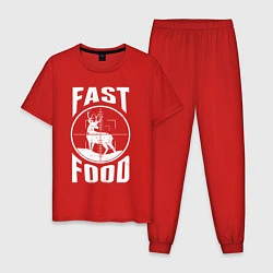 Пижама хлопковая мужская FAST FOOD олень в прицеле, цвет: красный