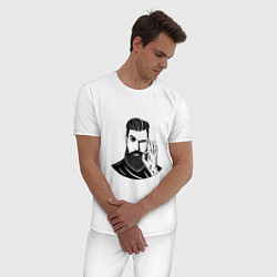 Пижама хлопковая мужская Мистер Борода, цвет: белый — фото 2