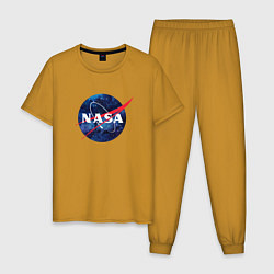Пижама хлопковая мужская NASA: Cosmic Logo, цвет: горчичный