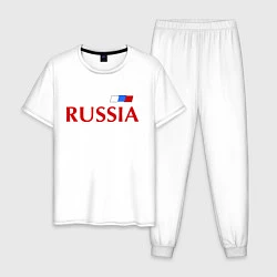 Пижама хлопковая мужская Сборная России: 9 номер, цвет: белый