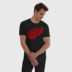 Пижама хлопковая мужская Detroit Red Wings: Pavel Datsyuk, цвет: черный — фото 2