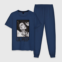 Пижама хлопковая мужская Lil Peep: Black Style, цвет: тёмно-синий