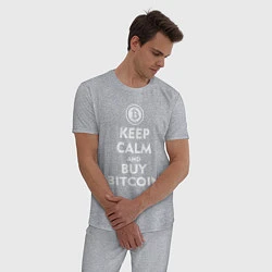 Пижама хлопковая мужская Keep Calm & Buy Bitcoin, цвет: меланж — фото 2