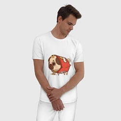 Пижама хлопковая мужская Мопс-чипсы, цвет: белый — фото 2