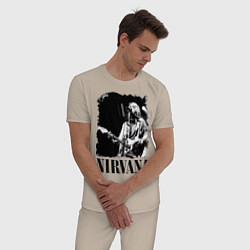 Пижама хлопковая мужская Black Nirvana, цвет: миндальный — фото 2