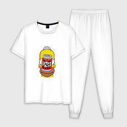 Пижама хлопковая мужская Duff Homer, цвет: белый