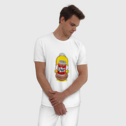 Пижама хлопковая мужская Duff Homer, цвет: белый — фото 2