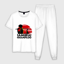 Пижама хлопковая мужская Самурай Champloo закат, цвет: белый