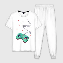 Пижама хлопковая мужская Perfect Team: Player 2, цвет: белый