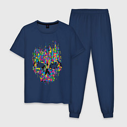 Пижама хлопковая мужская Череп, цвет: тёмно-синий