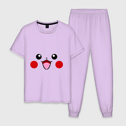 Пижама хлопковая мужская Happy Pikachu, цвет: лаванда
