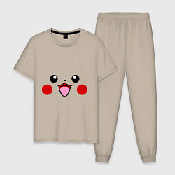 Пижама хлопковая мужская Happy Pikachu, цвет: миндальный
