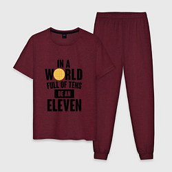 Пижама хлопковая мужская Be A Eleven, цвет: меланж-бордовый