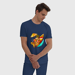 Пижама хлопковая мужская Ананас на отдыхе, цвет: тёмно-синий — фото 2
