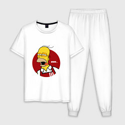 Пижама хлопковая мужская KFC Homer, цвет: белый