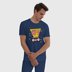 Пижама хлопковая мужская Back to 90s, цвет: тёмно-синий — фото 2