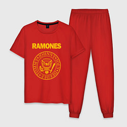 Пижама хлопковая мужская Ramones, цвет: красный
