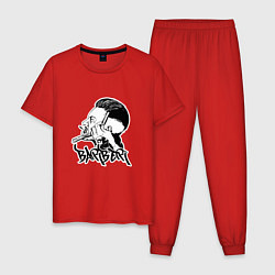 Пижама хлопковая мужская Black Barber, цвет: красный