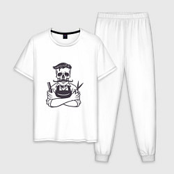 Пижама хлопковая мужская Barber Master, цвет: белый