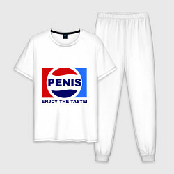 Пижама хлопковая мужская Penis. Enjoy the taste, цвет: белый